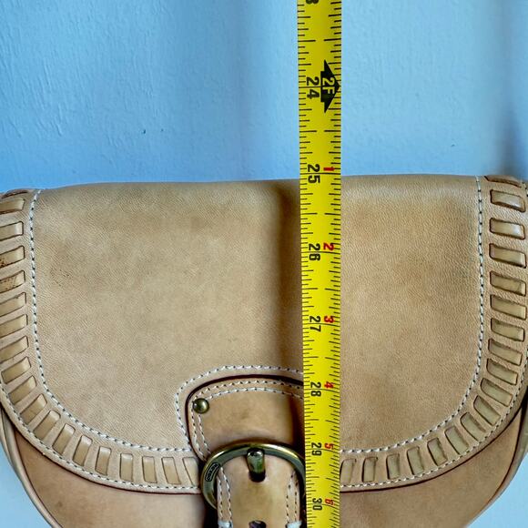 Coach Shoulder Bag Leather Saddle Tan Buckle Western Boho Crossbody - Picture 14 of 16